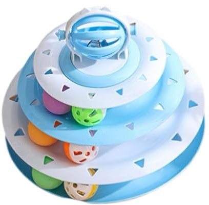 Interactive Cat Toy Turntable, Pet Cat Turntable Ball 4-Tier Tower, Indoor and Outdoor Cat Ball Toy for Mental Stimulation, Physical Exercise, Suitable for Bedroom, Balcony, Pet Enrichment Activity