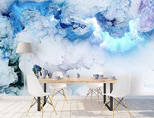 Papier peint abstrait bleu moderne blanc texturé 3D personnalisé pour salon art décoration d'intérieur 250 cm x 175 cm