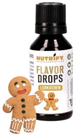 NUTRIFY Flavour Drops Lebkuchen 5 x 30ml VORTEILSPACK Aromatropfen ohne Kalorien, Geschmackstropfen für Lebensmittel & Getränke, zuckerfrei, fettfrei, vegan, ohne künstliche Farbstoffe