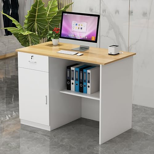 Moderner Empfangstresen, Empfangstresen in der Lobby, Thekentisch mit Schrank, Empfangstresen stehend, Büro-Computertisch aus Holz, mit geräumigem Schreibtisch, für Salon, Spa, Lobby, Büro,