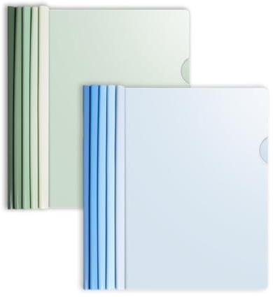 VODAFQS A4 Sliding Bar Binder, 10 Stück, Grün und Blau, Polypropylen (PP), A4, 10 Taschen, Oberseite, 10 Blatt Kapazität