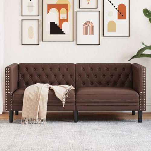 Woonisher Chesterfield-Sofa 2-Sitzer Braun Kunstleder