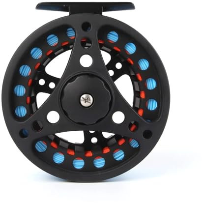 Fliegenrolle,Rolle Fliegenrollen 1/2WT 3/4WT 5/6WT 7/8WT Schwarze Fliegenrolle mit blauer Schnur-Kombi aus Aluminiumlegierung, große Fliegenfischrollen, Gewicht nach vorn, Fliegenschnur(1 2 WT)