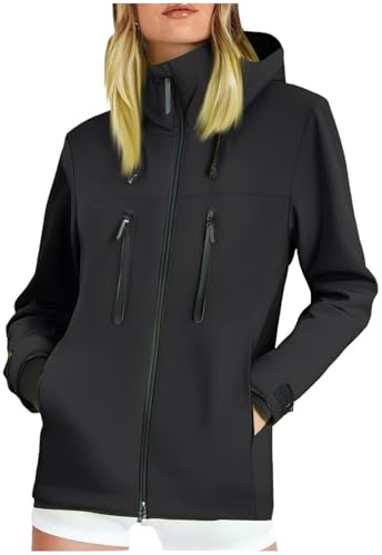 TOFOTL Lang Giacca Impermeabile Softshell Giacca da Pesca di Running Poncho Bici Cerata Mantella Termico Pioggia Spolverino Donna Trench Impermeabile Moto 24Nero XXL