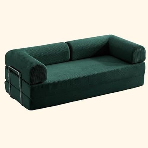 HNBCYRND Kompressions-Klappsofabett umwandelbares Sofa Kingsize-Bodenschläfer 4-in-1-DIY-Kombination modulares Sofa Schaumstoff mit Armlehne Couch kleine Räume Gästebett(150cm/59in,Green)