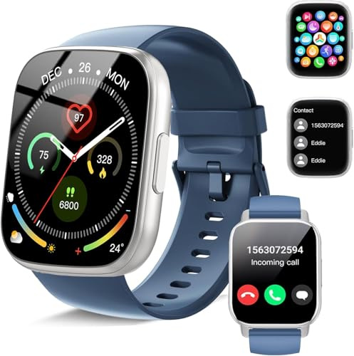 Smartwatch Herren Damen, 1.95 Smart Watch mit Bluetooth Anruf, Fitness Tracker mit Herzfrequenz/Schlafmonitor/Schrittzähler, 120+ Trainingsmodi Fitnessuhr IP68 Wasserdicht Sportuhr Android iOS Blau
