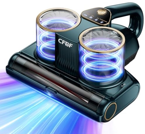 CFBF Matratzensauger mit Saugleistung von 16 kPa, 253,7 nm, UV-C-Licht, Ultraschall und hoher Heizung, 500 W, leistungsstarker Doppel-Tassen-Handstaubsauger für Bett, Sofa, Wiege, 5 m mit Kabel