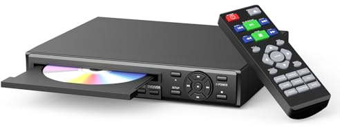 Desobry DVD Player für Fernseher, 1080p HD DVD Player mit verbessertem Laufwerkssteuerungssystem, Region-Free DVD/CD Player mit HDMI- & AV-Ausgang, Resume-Funktion, Fernbedienung