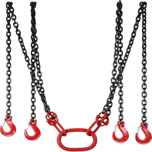 Lifting Chains Lifting Chain Sling Lifts 5 T 3M Heavy Duty With 4 Legs Grade Hooks And Adjuster G80 Alloy Steel