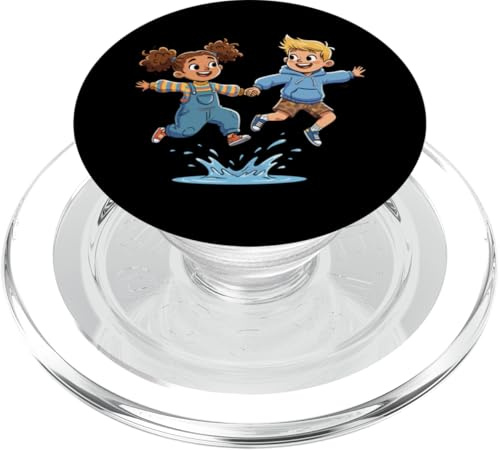 Kindheits-Abenteuer Kinder springen in Pfützen PopSockets PopGrip für MagSafe