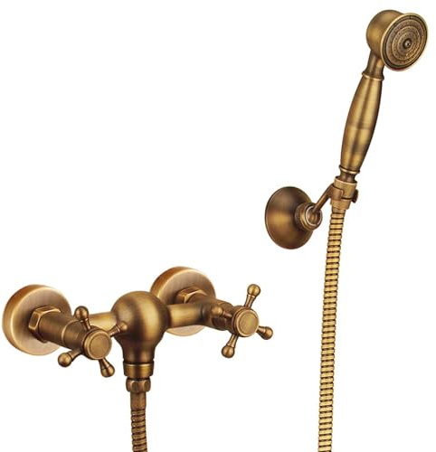 XJTNLB Mitigeur Baignoire Retro Robinet de Douche Mural Antique Robinets de Douche et de Baignoire à Double Levier