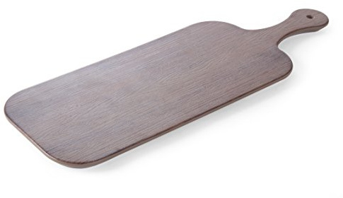 HENDI Servierplatte, Rechteckig mit Griff, Bruchfest, Hygienisch, Temperaturbeständig von -20° bis 70°C, nicht Mikrowellengeeignet, Melamin, 530x200x(H)15mm, Eichenholzoptik