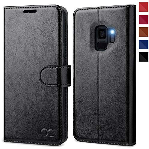 OCASE Coque Etui Samsung Galaxy S9, Antichoc TPU Housse en Cuir Premium PU Portefeuille [Béquille] [Fentes pour Cartes] [Fermoir Magnétique] Protection pour Galaxy S9 (5,8) - Noir