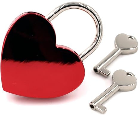 Liebesschloss Herzschloss Rot – Mit 2 Schlüsseln, ungraviert – Perfekt für Paare, Hochzeit & Valentinstag
