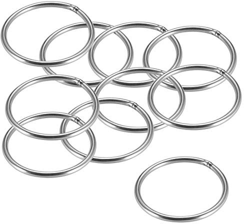 sourcing map 10 Stücke Geschweißter O Ring Umreifungsringe Edelstahl 50 x 3mm