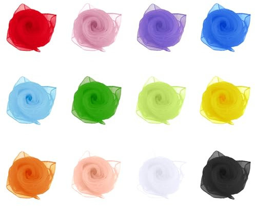 Larcele 12Pcs Square Dance Jonglieren Schals für Kinder Mädchen Party-Aktivitäten Zubehör Dekoration WDSJ-02 (Multicolor)