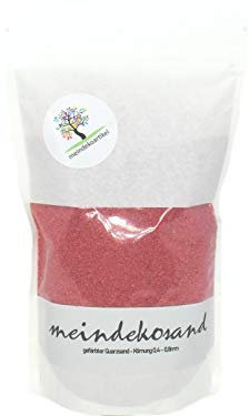 Farbsand zum Dekorieren und Gestalten - Quarzsand gefärbt 0,4-0,8mm – Dekosand (HIMBEERE - Rot, 700g Beutel)