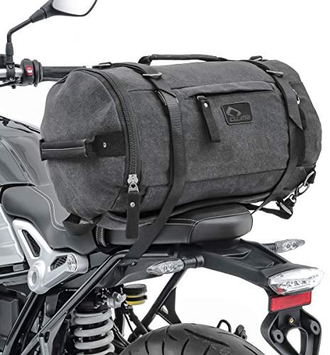 Motorrad Hecktasche kompatibel mit Vintage 25L Canvas Rucksack Gepäckrolle grau