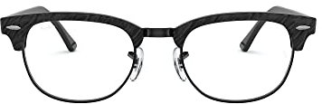 Ray-Ban Unisex RX5154 Clubmaster Square Prescription Eyewear Frames, Wrinkled Black On Black/Demo Lens, 51 mm