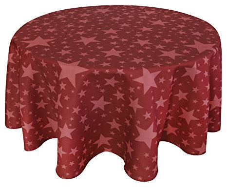 Valia Home Tischdecke mit Teflonbeschichtung für Innen- & Außenbereich Wasser- & Schmutzabweisend Dank verlässlichem Lotuseffekt - Weihnachten rund 140 cm