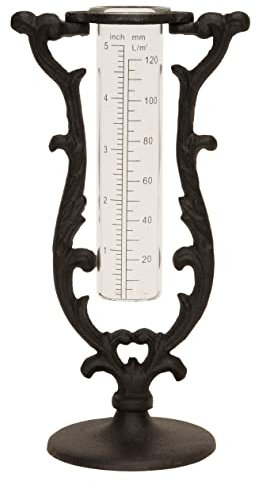 B2S BACK2SEASON Regenmesser Metall Stellen Glas Skala Niederschlagsmesser Wetterstation Gartendekoration Garten Eisen Deko H 23,5 cm