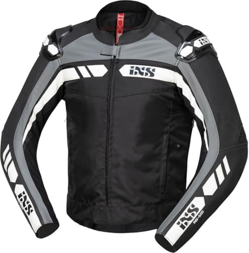 IXS RS-500 1.0 Motorrad Leder- / Textiljacke, schwarz/grau/weiß, 48