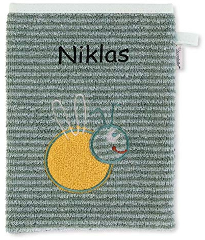 Sterntaler Waschhandschuh Waschlappen Biene Ben, bestickt mit Namen, personalisiert mit Namensstickerei, für Baby Kinder Neugeborene, Geschenk zur Geburt, Taufe, Geburtsgeschenk