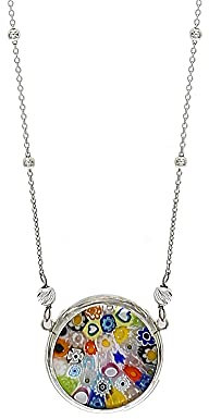 Venetiaurum - Collier avec pendentif en Murrina en verre de Murano et argent 925 - Bijoux Certifié Made in Italy