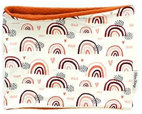 Kleine Könige Loop Schal Kinder Mädchen bis 10 Jahre · Modell Regenbogen Boho Lovely Rainbow · Innen Fleece rost · Made in Germany