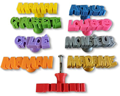 KDO 3D Poignée de porte d’armoire personnalisée avec prénom, boutons de tiroirs avec lettres mots personnalisables, patère originale