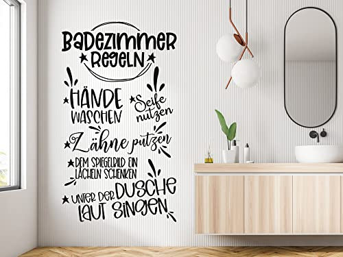 GRAZDesign Wandtattoo Bad Regeln, Badezimmer Bild als Aufkleber, Toilettenregeln Hausregeln - 99x57cm / Schwarz
