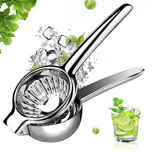 Lydia's Deal Zitronenpresse aus Edelstahl, manuelle Zitruspresse, Handpresse, Entsafter, Anti-Rutsch-Griff-Design, mittlere Zitronenpresse zum Entsaften von Zitrone, Limetten, Orangen, Granatapfel