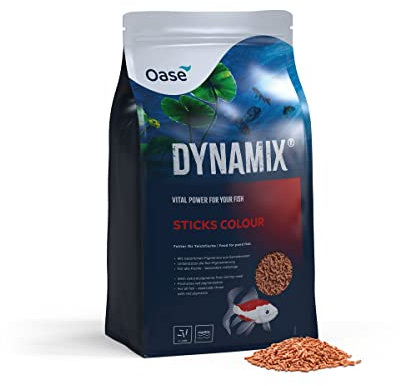 OASE Dynamix Sticks Colour 20 L, Fischfutter, Teichfischfutter, Brillianz und intensive Farbe bei rotfarbigen Fischen, gleichmäßiges Wachstum, schillernde Farben, natürliche Pigmente aus Garnelenmehl