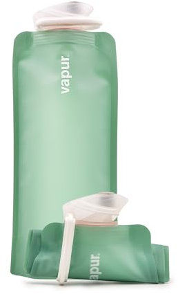 Vapur Collapsible Water Bottle With Carabiner, Compact Bottle Folds Flat For Hydration On The Go, Ideal for Traveling, Hiking or Camping, 23 Ounce, Sea Glass, Pack of 1
