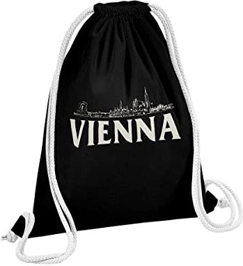 Fabulous Turnbeutel mit Kordelzug Schwarz Vienna Minimalist Wien Reisen Österreich Mozart 12 Liter