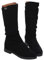 ticticlily Stivali Donna Pelle Piatta Stivali Morbido Camoscio Autunno Inverno Stivali Caldi Classico Donne Tacco Basso Stivali Alti da Donna C Nero 37 EU