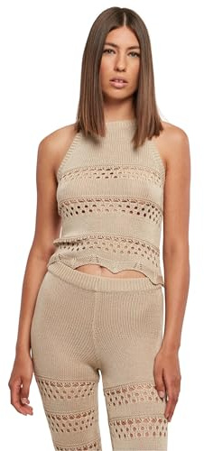Urban Classics Damen Top Ladies Short Crochet Knit Neckholder Top softseagrass XXL