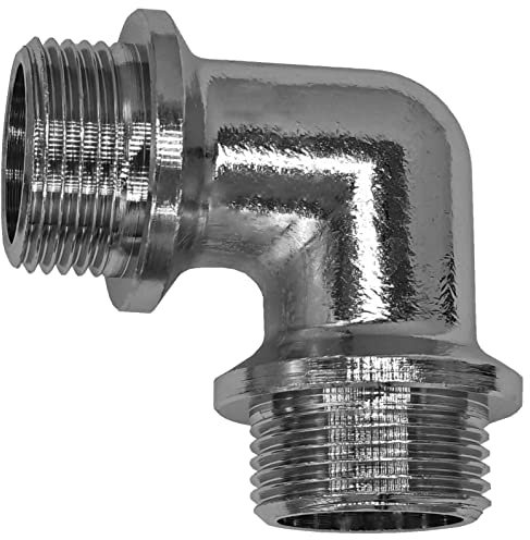 Chrom Fitting aus Messing | Winkel 90 Grad AG-AG | Außengewinde 1/2 Zoll