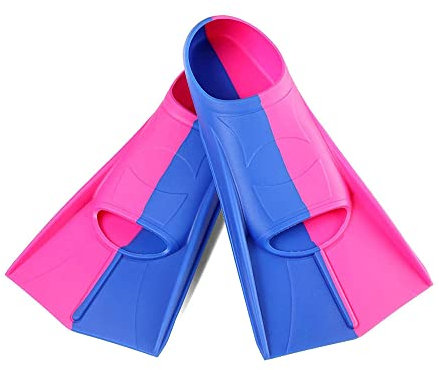 ENEN Schwimmflossen, Schnorchelflossen kurz Verstellbare Flossen für Kinder und Erwachsene zum Schnorcheln, Schwimmen (XXXS (24-26 Meter),Dunkelblau rosa)