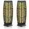 COSTWAY 2 Piece Solar Powered Floor Lamps, IP65 Waterproof 25 LED Solar Lights with Auto On/Off LED Light, Outdoor Decorative Wicker Lanterns for Garden, Patio, Porch, Deck, Lawn (Black)