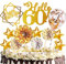 Tortendeko Geburtstag,Happy Birthday 60 jahre Kuchendeko Frauen Männer,60. Cake Topper,Cupcake Topper mit Sternen Konfetti-Luftballons und Papierfächer für 60 Geburtstag
