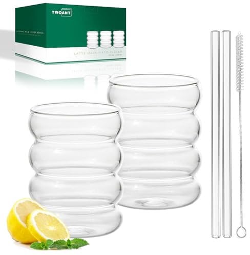 twoant Verre a Eau Verre Soda Verre à Gin Tonic Verre Cocktail Transparent Verres à Soft Drink Jus Gobelet 350 ml Lot de 2