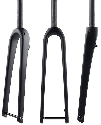 HIMALO Kohlefaser Rennrad Starrgabel 700C Gravel-Gabel Steckachse 12 * 100mm Scheibenbremse Fahrrad-Gabel 1-1/8 Rohr Gerade/konisch Vorderradgabel (Color : Matte Black, Size : Straight)