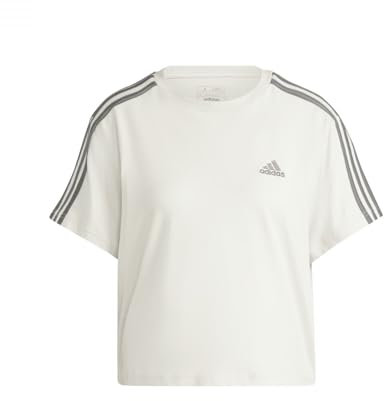 adidas Women's Essentials 3-Stripes Single Jersey Crop Top, Alumina, L