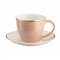 VILLA ITALIA CINNAMON Porzellan Tasse mit Untertasse in Beige 220 ml - Kaffeetasse mit Unterteller - Cappuccino Tassen - Kaffeetassen - Teetasse - Cappuccino Tassen Mit Untertassen - Tassen porzellan