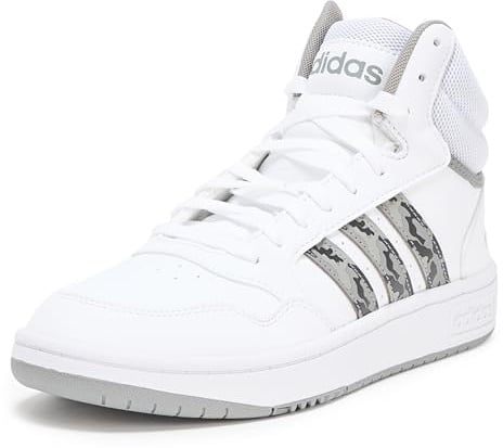 Adidas Herren Hoops 3.0 Mid Top Sneaker, Weiß/Grau/Solid Grey, 39 1/3 EU