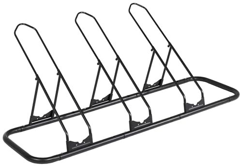 CyclingDeal Bicycle Floor Parking Rack Stand - for Mountain MTB Road Bike - Indoor Home Garage Storage - Adjustable for 3 Fat Bikes