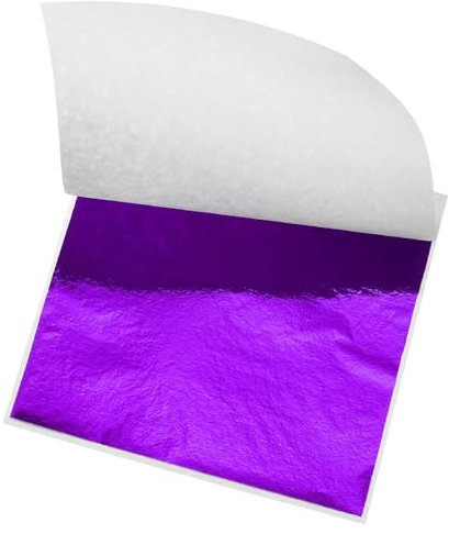 QUARKZMAN Foglia d'Oro in Fogli, Carta Foglia Viola, 8,4 Cm x 7,9 Cm per Decorazione Artistica, Sculture, Pittura, Confezione da 200
