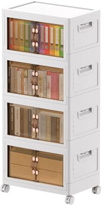Würfelförmige Aufbewahrungsbehälter mit Deckel, zusammenklappbare Schrank-Organizer, 4 x 34 l stapelbare Aufbewahrungsbehälter, Kunststoff-Aufbewahrungsschränke