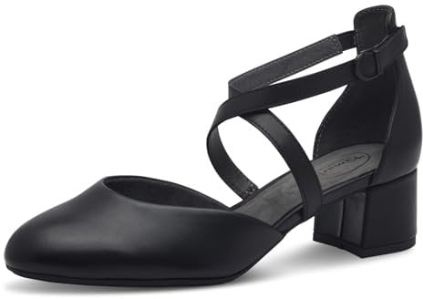 Tamaris Comfort Damen Pumps aus Leder mit Klettverschluss, Schwarz (Black Nappa), 38 EU
